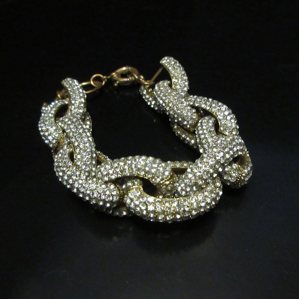 J. Crew Gold Pave Crystal Chunky Chain Bracelet